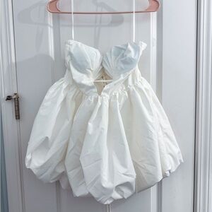 SOLD White Strapless Bubble Dress